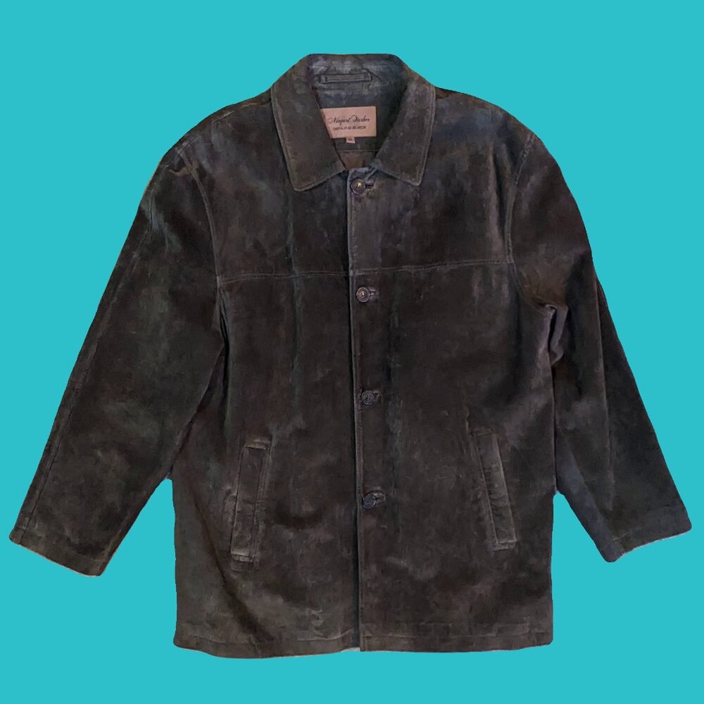 Newport Harbor Vintage Genuine Suede Olive Green Men's Coat Size XL